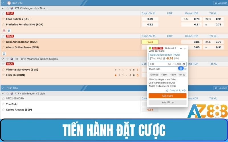 Chọn nhập số tiền và bấm đặt cược